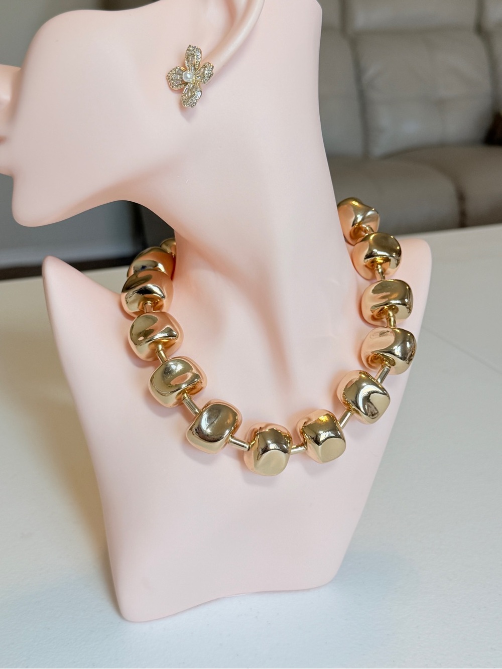 Gold Chunky Bead Necklace - Women Jewelry